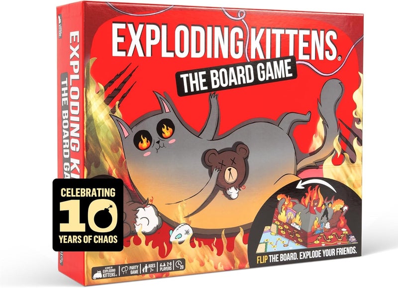 Exploding Kittens : The Board Game - The Action Packed Party Game to Celebrate 10th Birthday - 2-6 Players Aged 7+ - Great for Adults, Teens, Collectors, Kids - Image 1